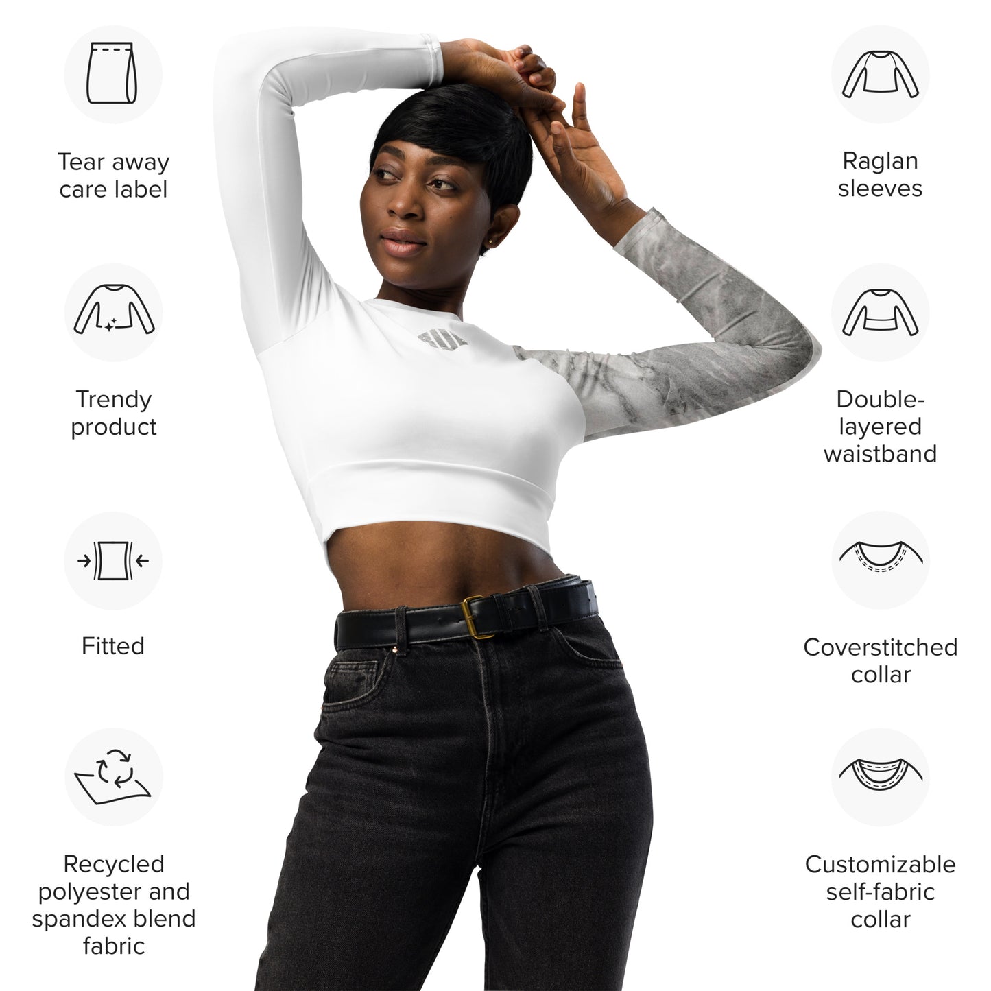 Nimbus long-sleeve crop top