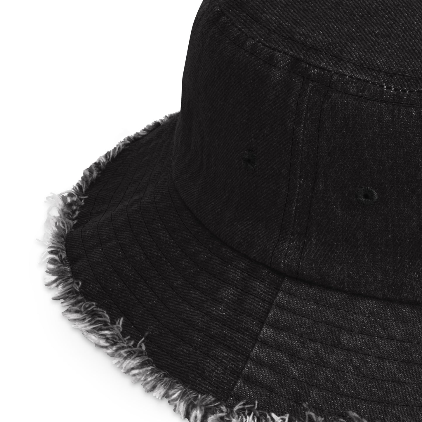 Distressed denim bucket hat